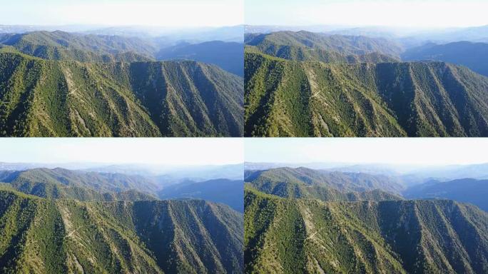 山地景观。塞浦路斯岛雪松谷。飞行在高空