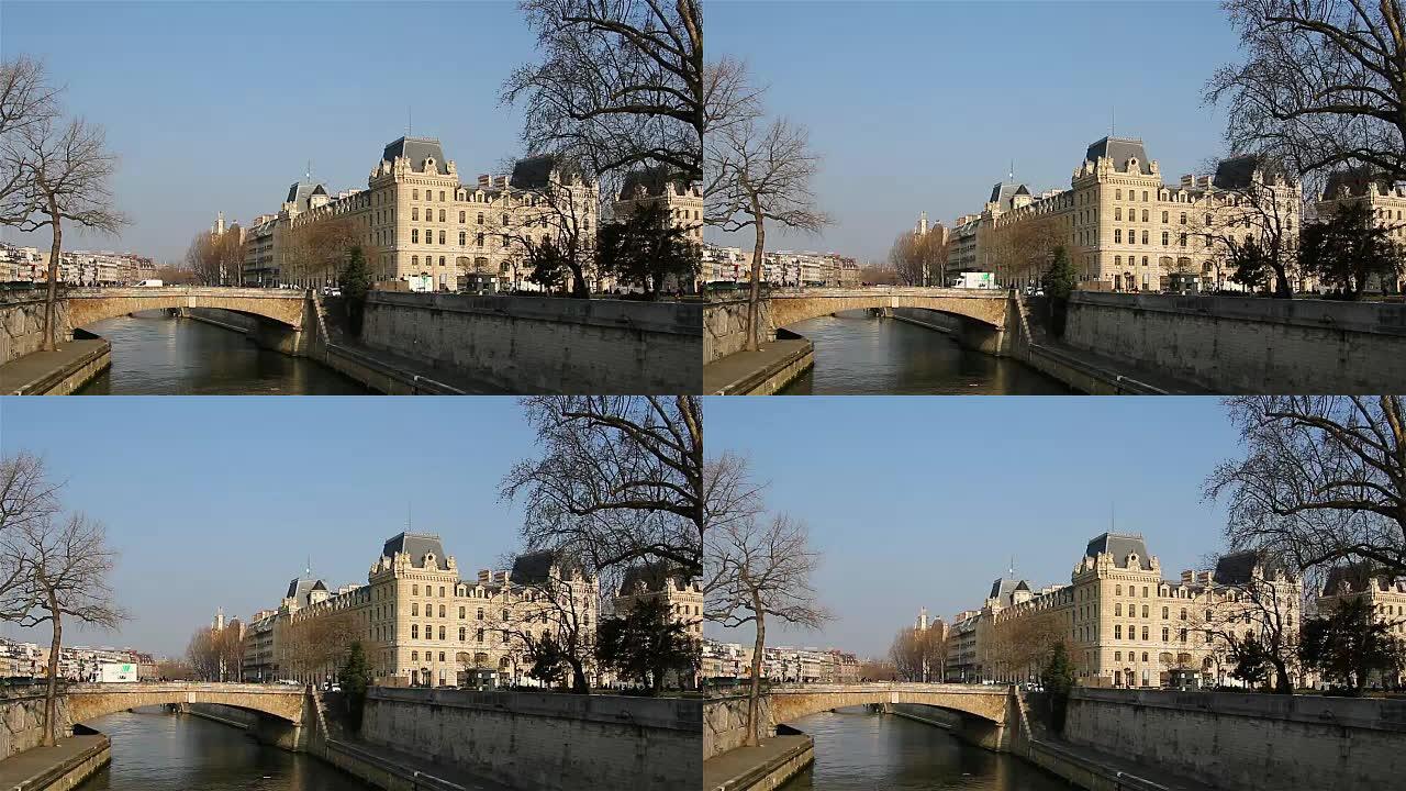 巴黎-法国，2016年3月22日: 巴黎塞纳河桥，法国城市景观
