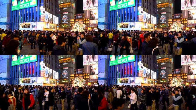 日本大阪夜街市场拥挤的人群