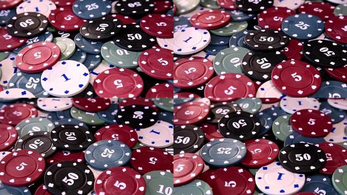 旋转表面上的扑克筹码