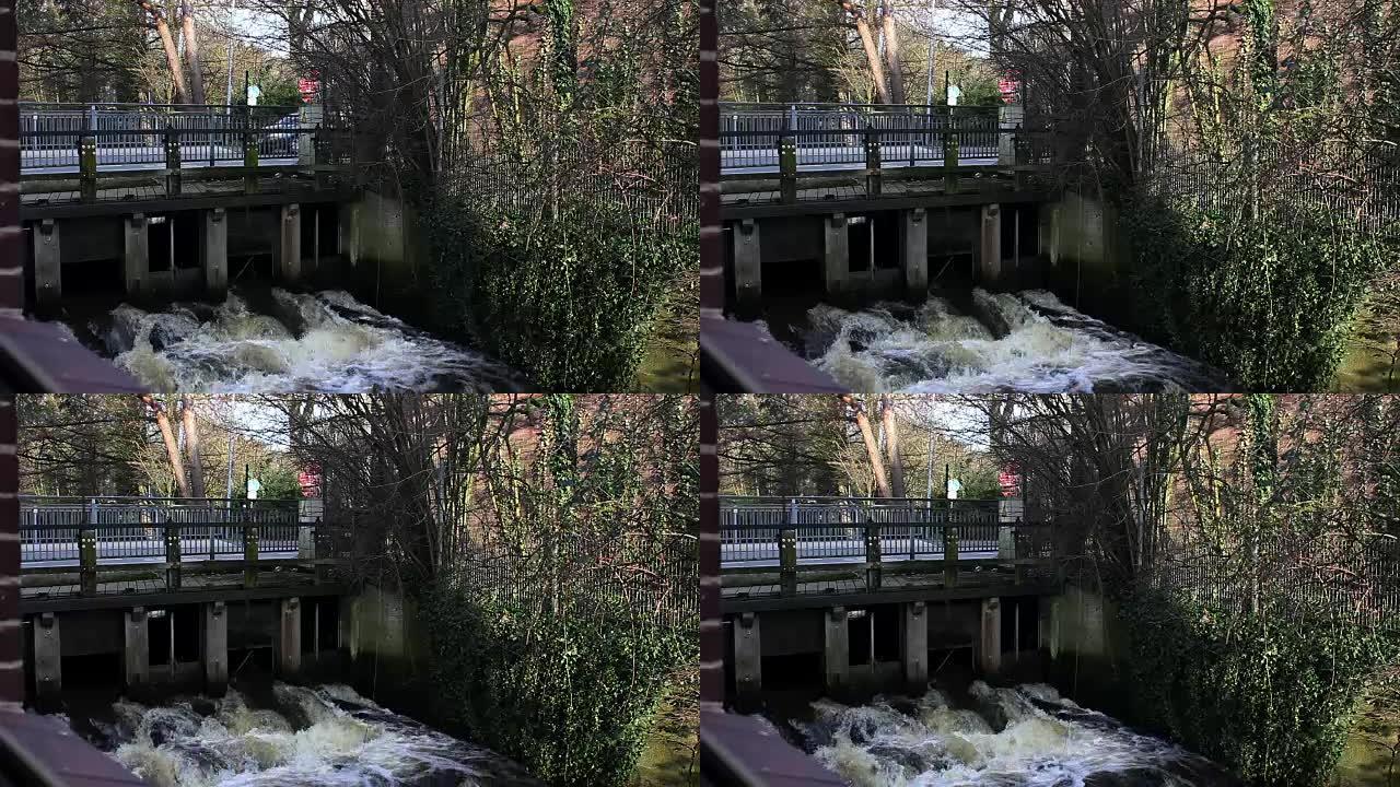 德国罗德-2016年4月，桥下的河流