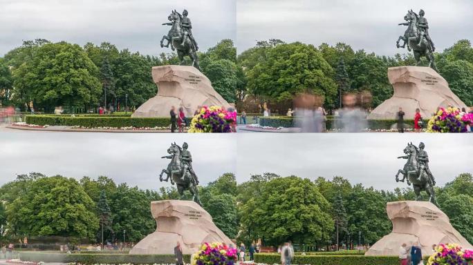 俄罗斯皇帝彼得大帝纪念碑，被称为青铜骑士延时，俄罗斯圣彼得堡