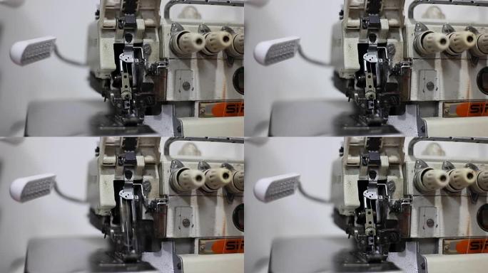 慢动作缝纫机的特写镜头