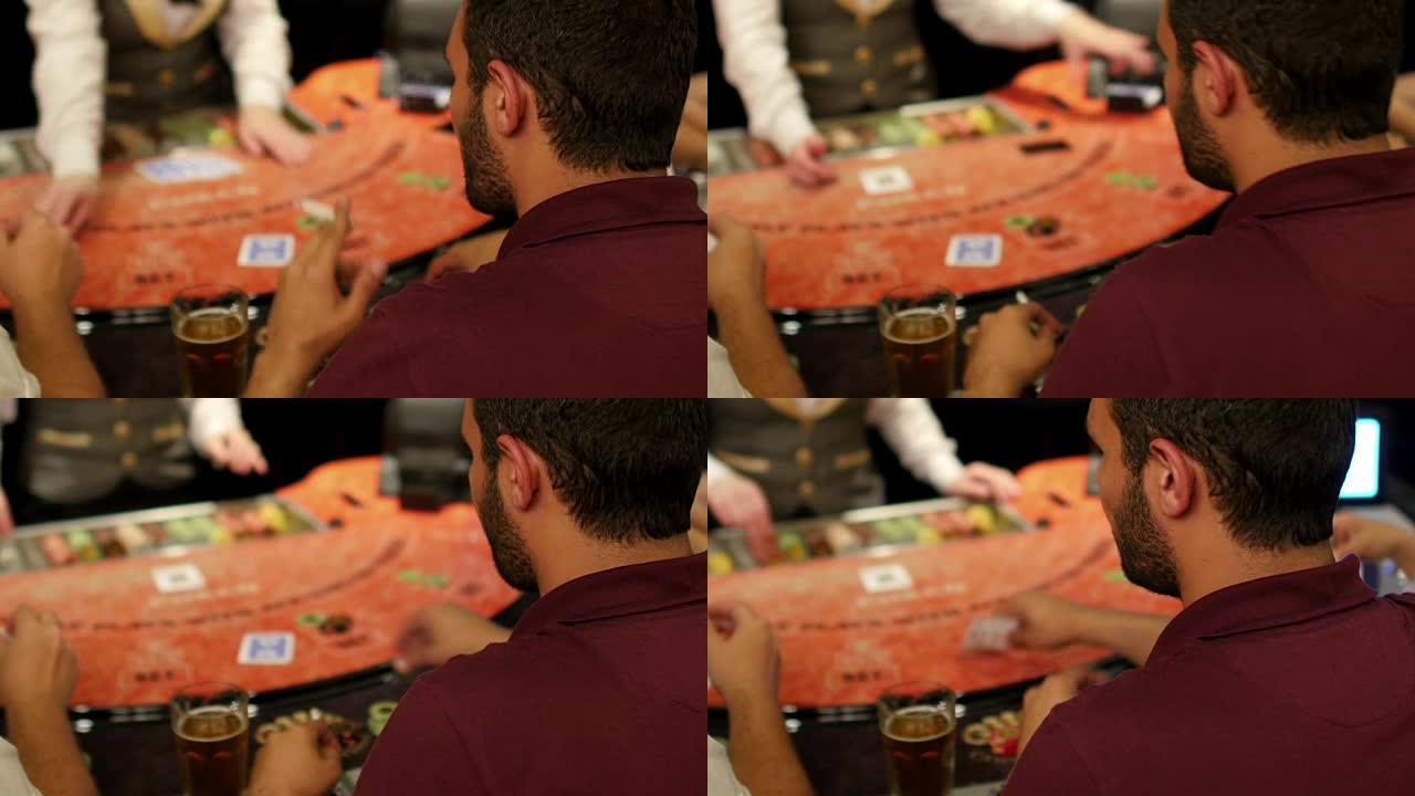 赌场赌博玩家，赌博扑克游戏桌
