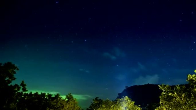 泰国苏梅岛热带地区棕榈树上方的星空