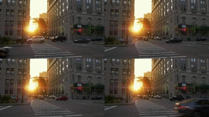 日落在布鲁克林高地的Boerum Place拍摄