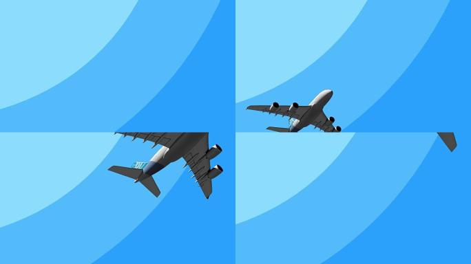 世界上最大的客机在空中飞行全高清3D卡通动画。交通、重物、旅行概念