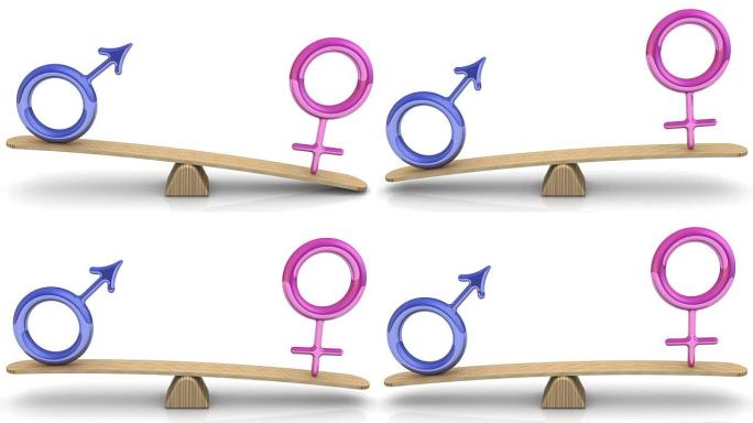 在秤上称重雄性和雌性的符号