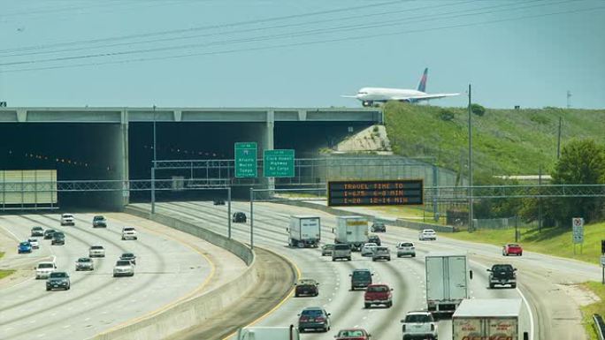 亚特兰大机场跑道下方的州际285交通