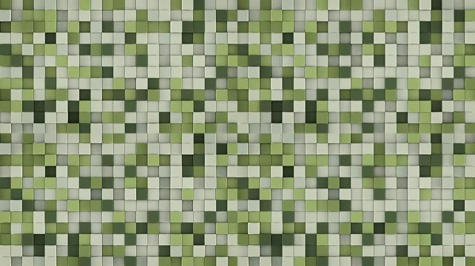 柔和绿色立方体的墙3D渲染可循环动画