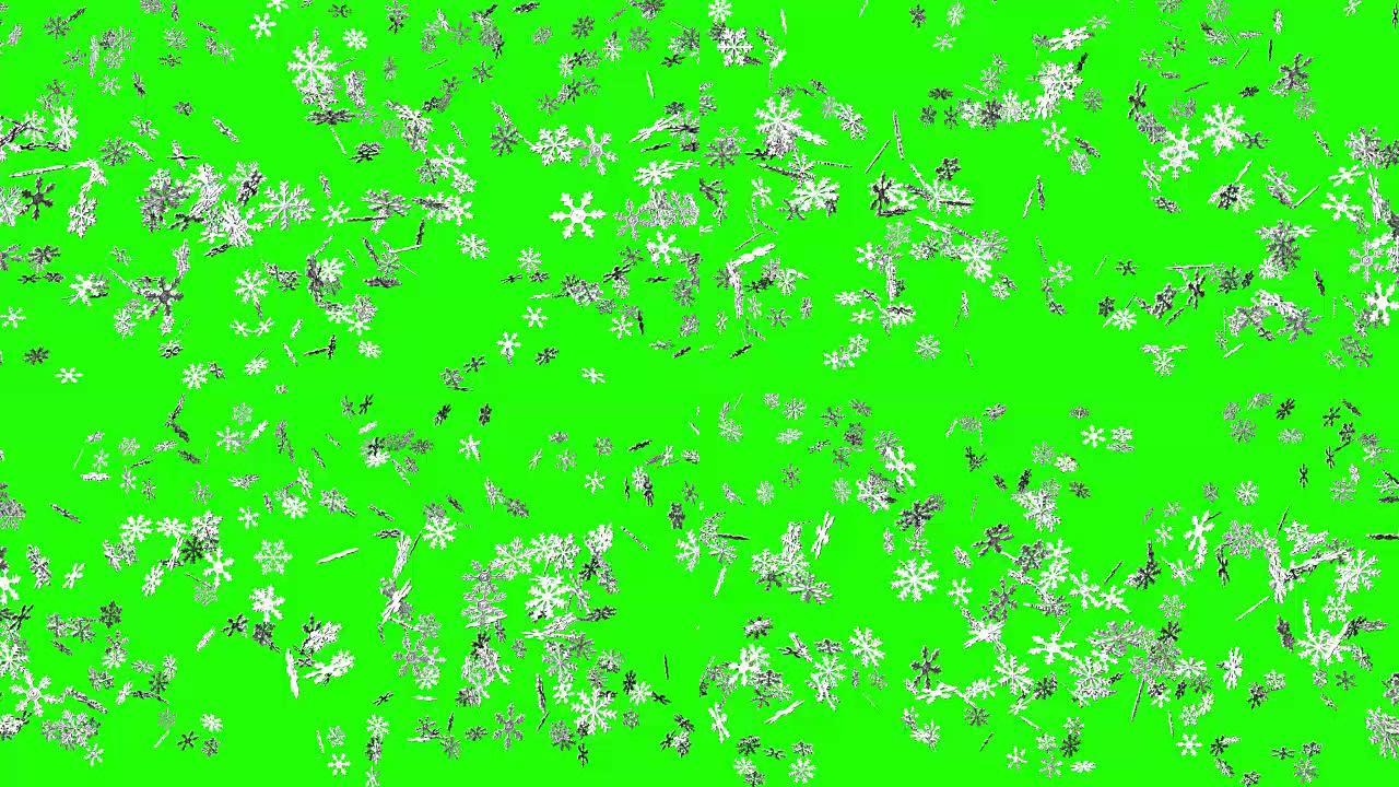 绿色色度键上的雪晶