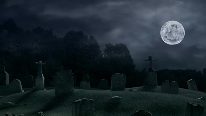 午夜可怕的老墓地。