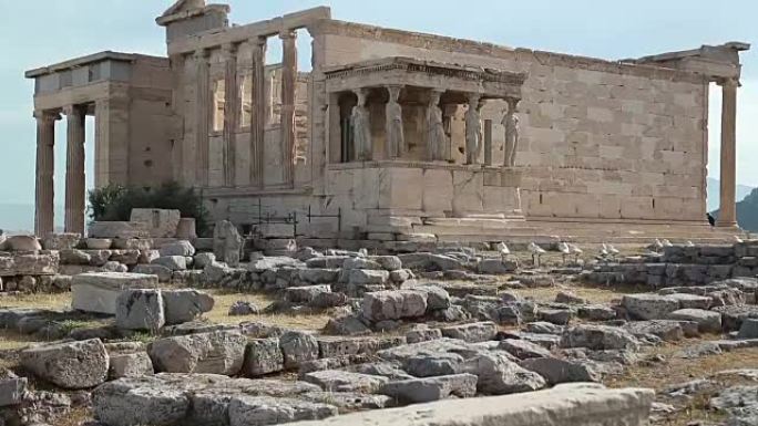 希腊雅典卫城的古董神庙