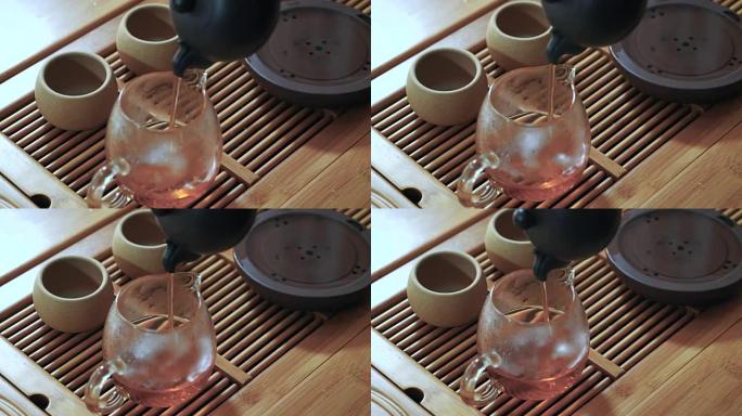 茶几上的中国传统茶道，特写