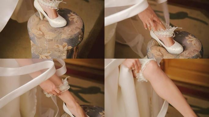 新娘的吊袜带新娘戴在腿上的吊袜带