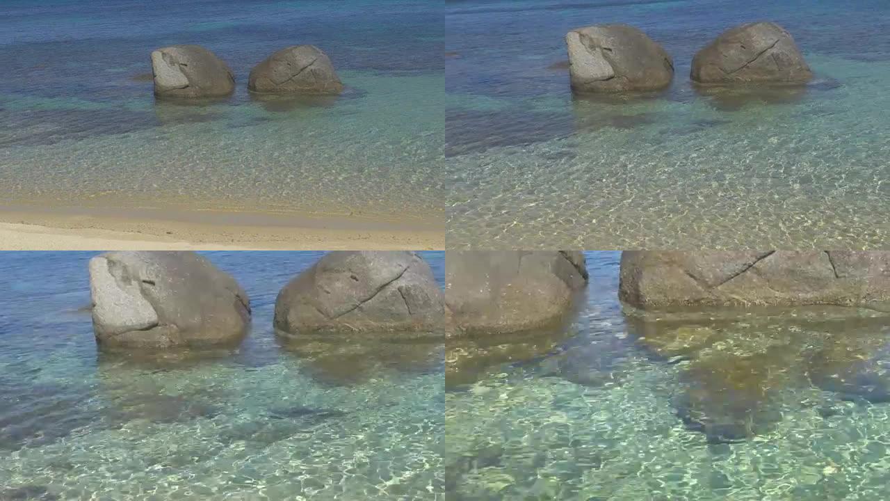 风景秀丽的撒丁岛意大利地中海海湾岩石和海滩