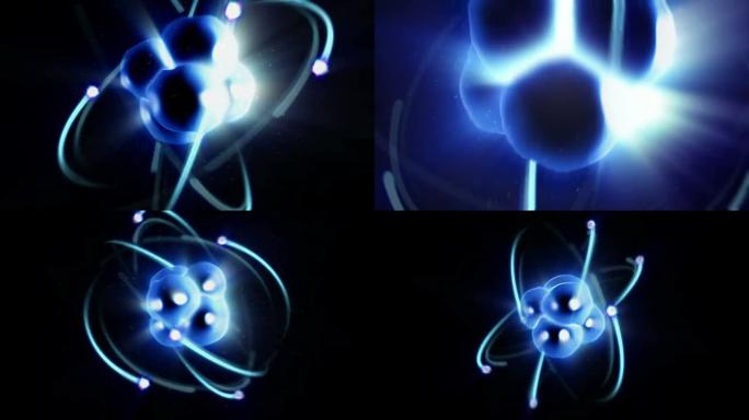 放大/缩小带有电子轨道原子核的原子