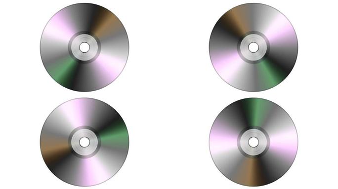 隔离在白色背景上的单碟cd dvd。无缝循环