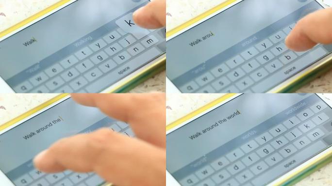 手指在她的智能手机触摸屏上打字信息。