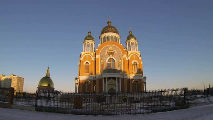 正教会主教座堂，timelapse (乌克兰，基辅)