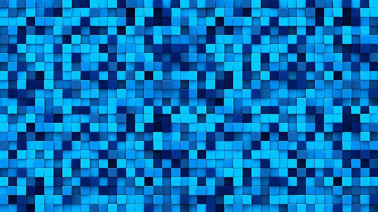 随机挤压的蓝色立方体3D渲染可循环动画