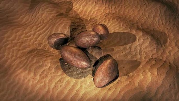 灭绝事件后埋在沙丘中的恐龙蛋簇