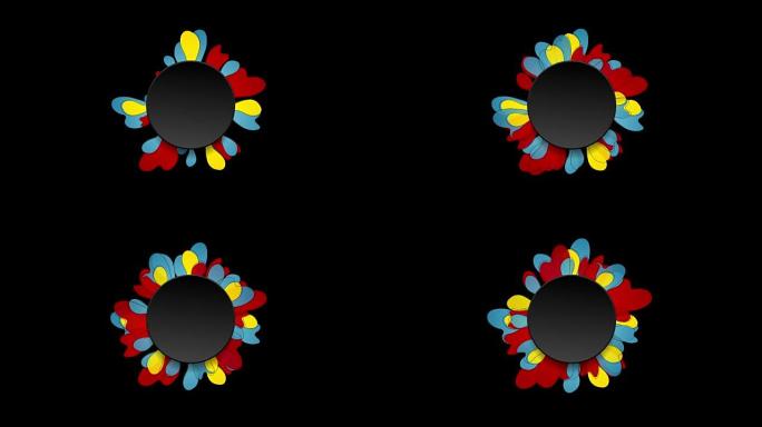 七彩花和黑色圆圈视频动画