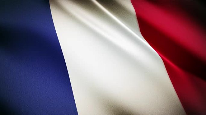 法国逼真的国旗无缝环摆动动画