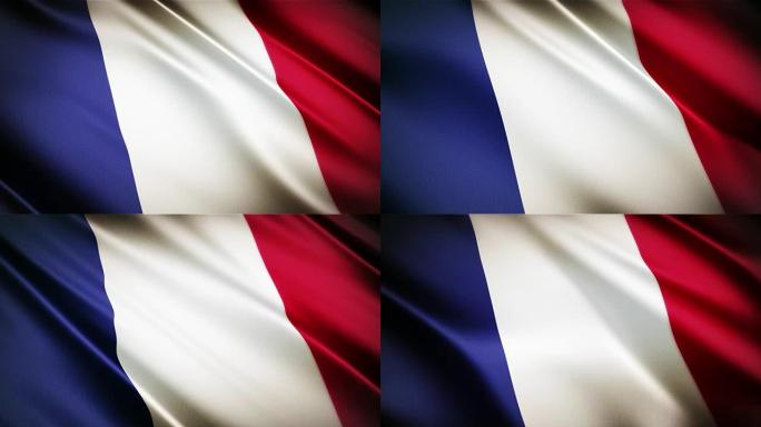 法国逼真的国旗无缝环摆动动画