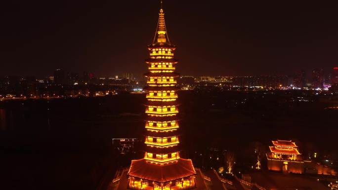 金华市 万佛塔夜景 洪济桥 古子城 金华