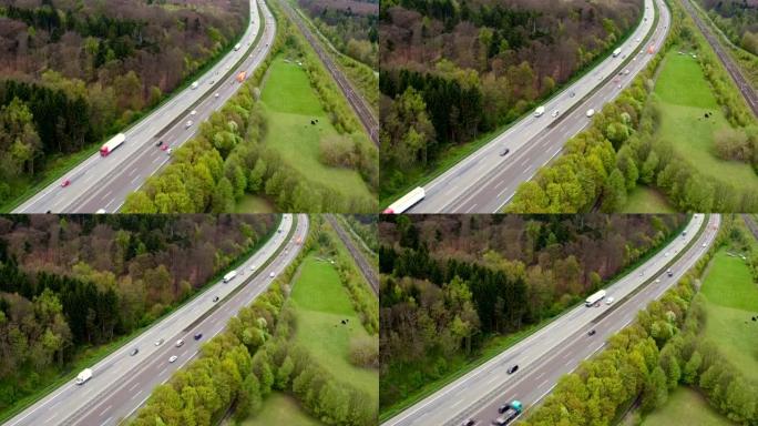德国高速公路A3和高速列车铁轨