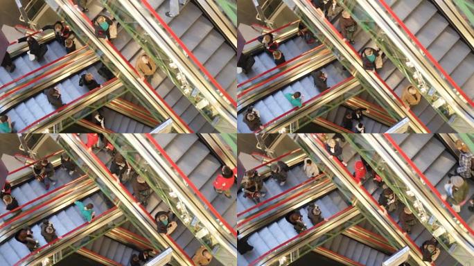 购物中心的一排排自动扶梯楼梯2