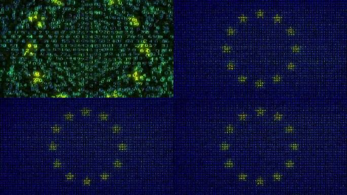 网络欧盟旗帜-数字数据代码矩阵