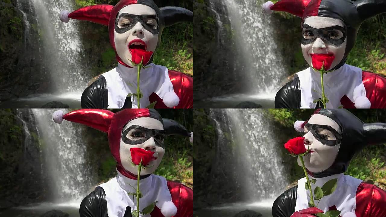 红玫瑰女角色扮演小丑