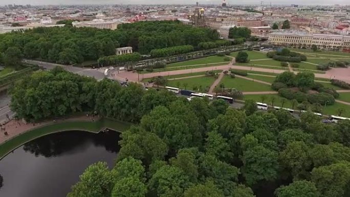 俄罗斯圣彼得堡夏季花园公园鸟瞰图
