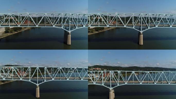 俄亥俄河上莫纳卡罗切斯特大桥的日空中剖面透视图
