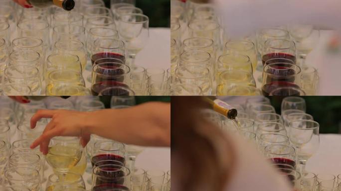 葡萄酒倒入玻璃杯中
