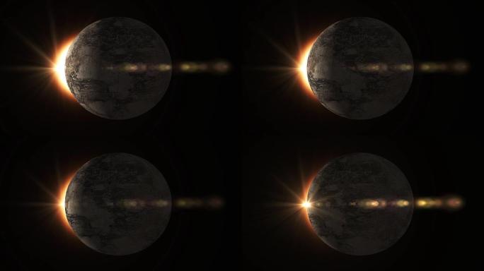 大气和太阳升起的行星动画