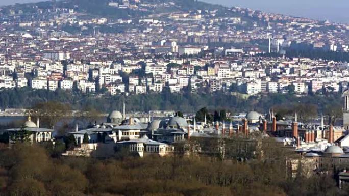 托普卡皮宫和伊斯坦布尔，博斯普鲁斯海，土耳其。