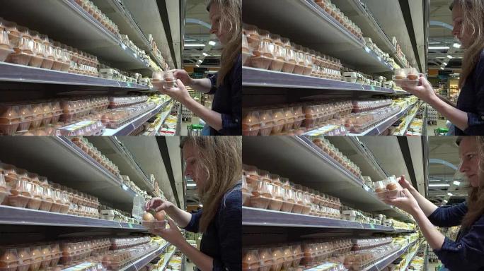 在超市采摘鸡蛋的女人