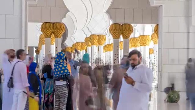 阿拉伯联合酋长国首都阿布扎比的谢赫·扎耶德大清真寺延时