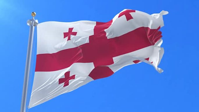 佐治亚的旗帜在蓝天中缓缓地飘扬