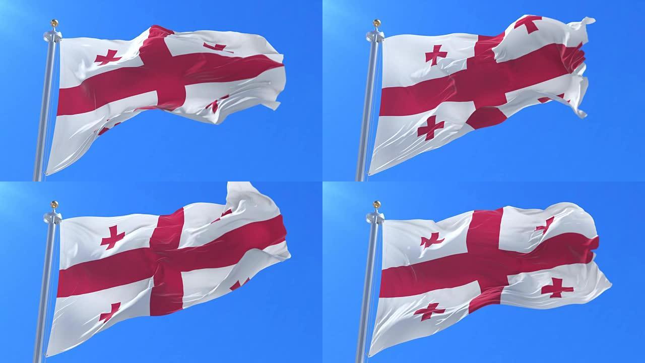 佐治亚的旗帜在蓝天中缓缓地飘扬