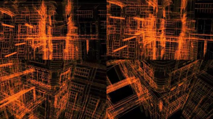 城市的线框模型 -- 三维渲染