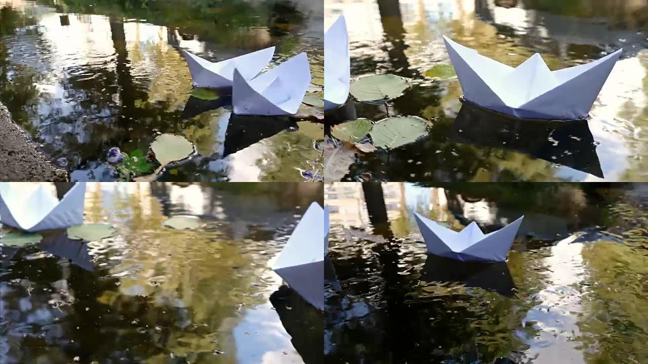 纸船漂浮在河里，4k