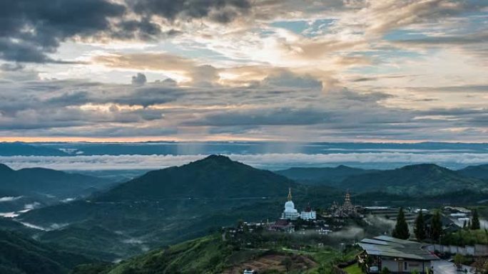 泰国Phetchabun Wat Pha Sorn Kaew寺Khao Kho山上的大佛像，4k时间