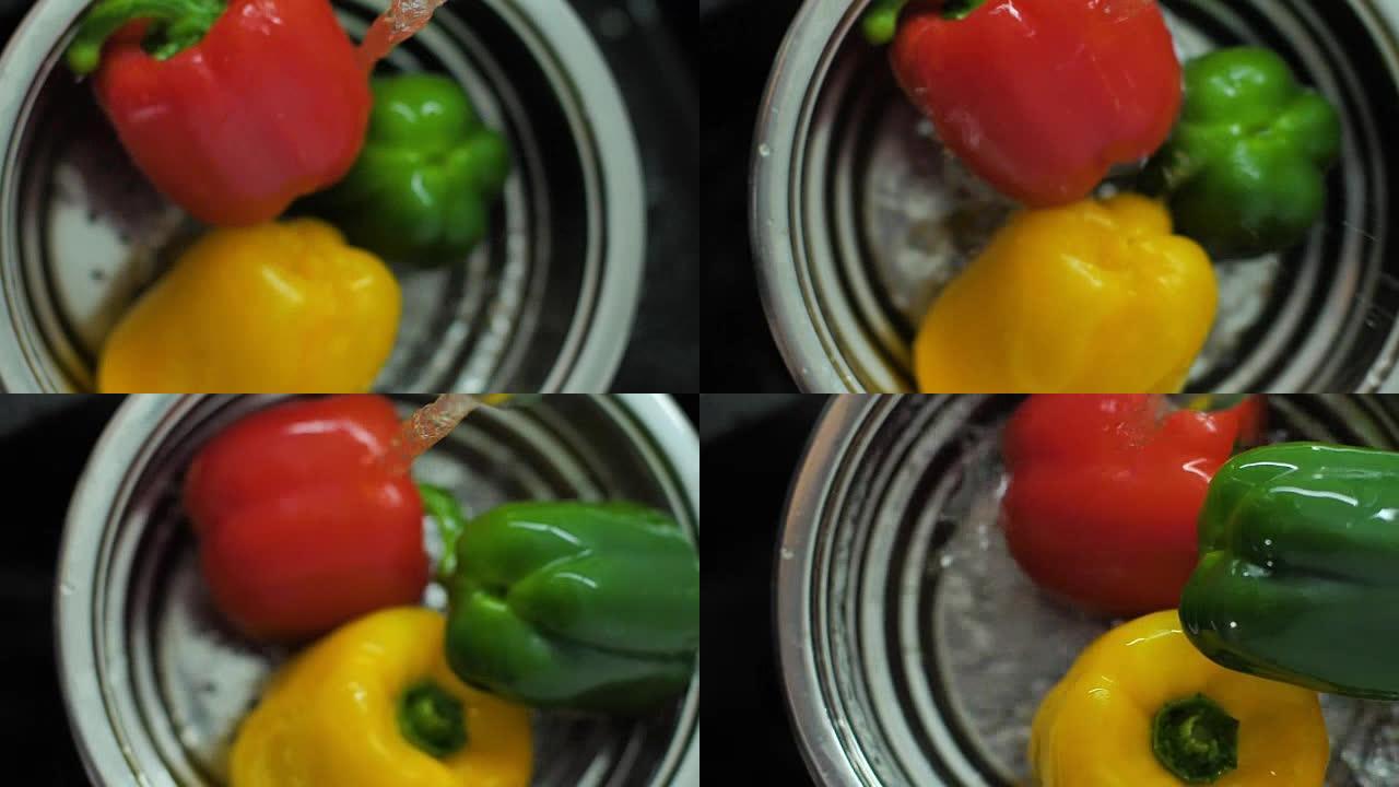 新鲜彩色蔬菜慢动作视频