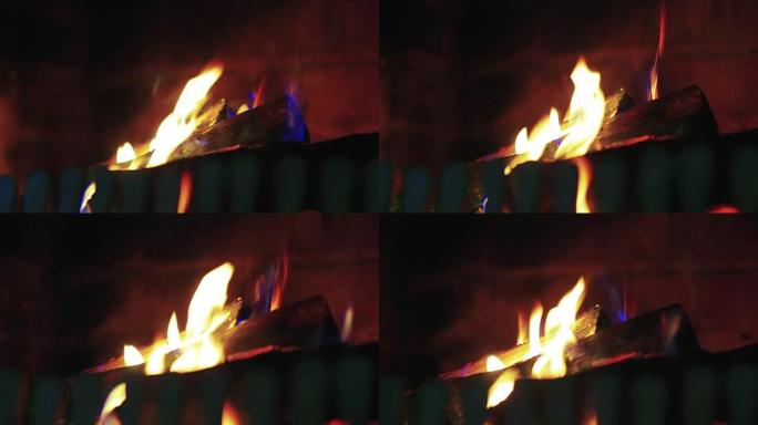 Fire in fireplace - close up