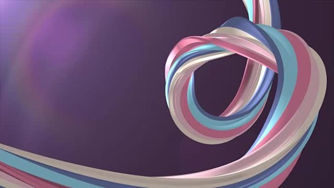 柔和的色彩3D弯曲彩虹棉花糖绳糖果无缝环抽象形状动画背景新质量通用运动动态动画七彩快乐视频素材