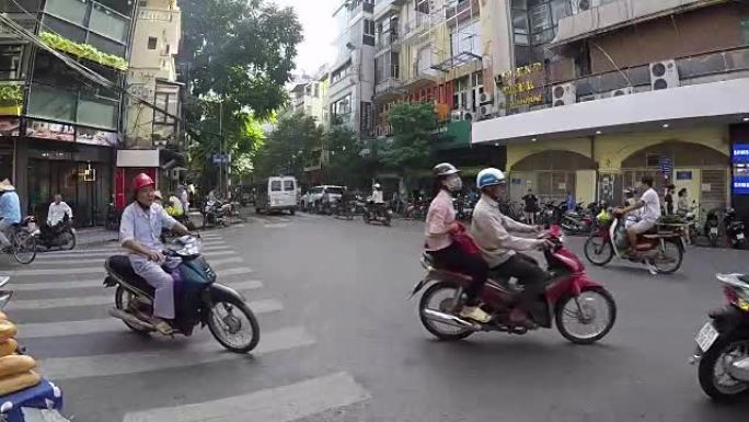 越南亚洲河内繁忙的交通扶轮街景